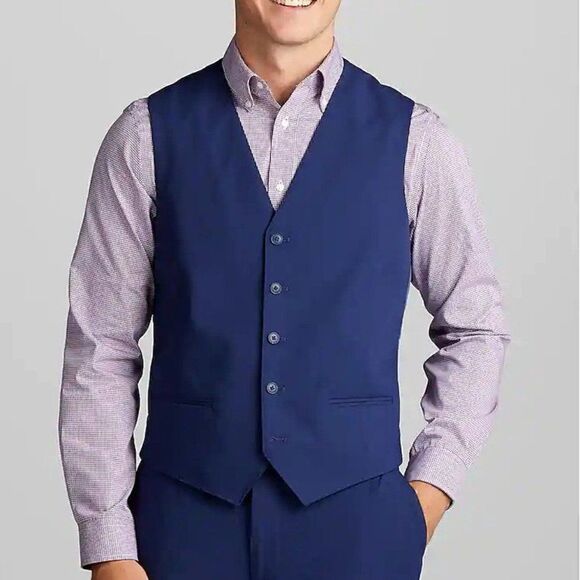 NWT Jos A Bank 1905 Size M Suit Separate Vest 100% Wool Bright Blue C080660 - Picture 1 of 4